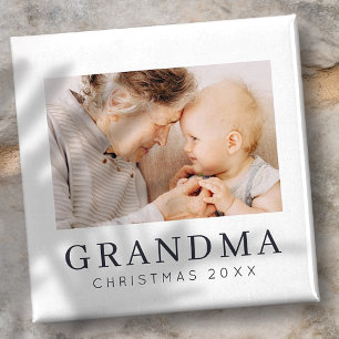 Simple Modern Chic Custom Grandma Photo Holiday Magnet
