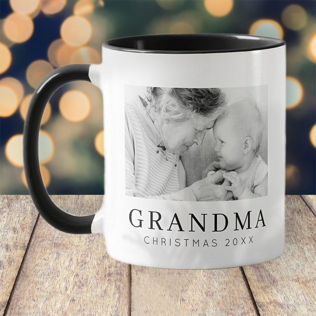 Simple Modern Chic Custom Grandma Photo Holiday Mug (Creator Uploaded)