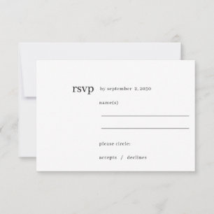 Simple Modern Chic Formal Black Typography Wedding RSVP Card
