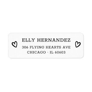 Simple Modern Chic Heart Black Return Address