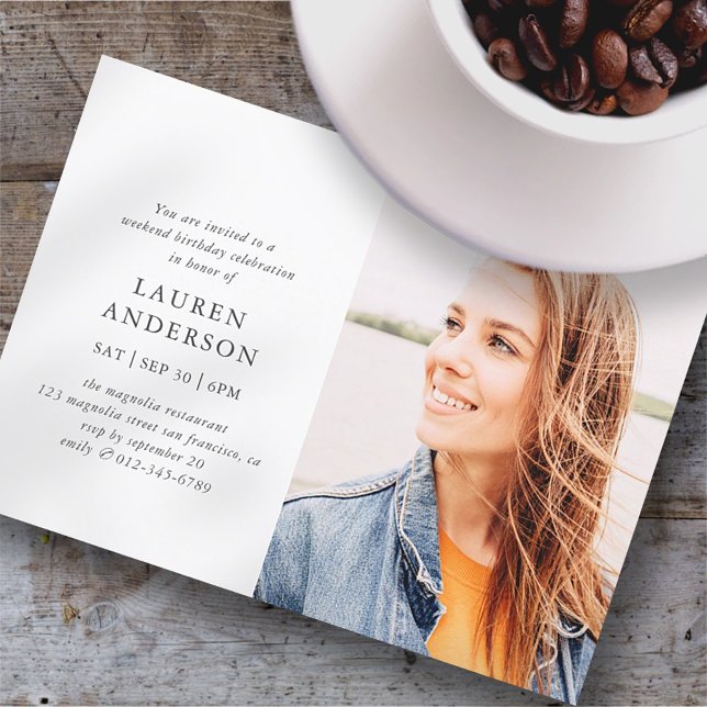 Simple Modern Chic Photo Birthday Celebration Invitation (Creator Uploaded)