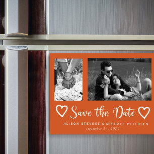 Simple modern chic script wedding photo save date magnetic invitation