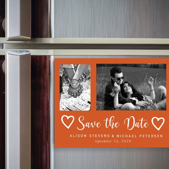 Simple modern chic script wedding photo save date magnetic invitation (Creator Uploaded)
