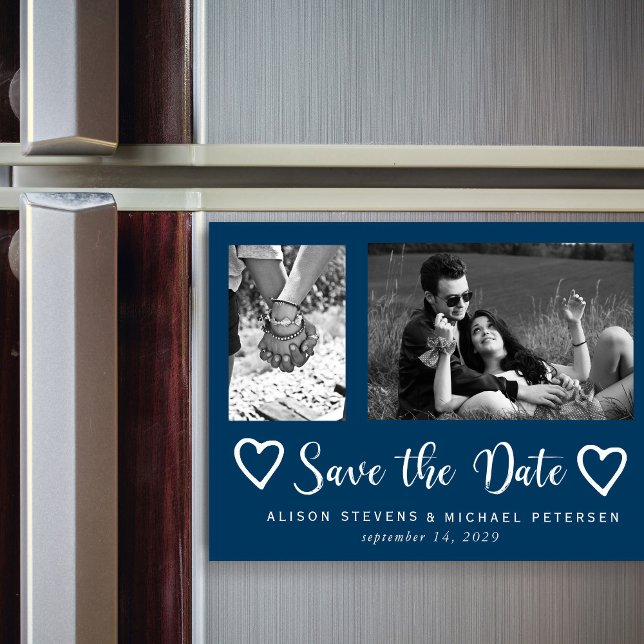 Simple modern chic script wedding photo save date magnetic invitation (Creator Uploaded)