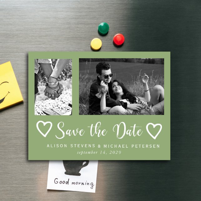 Simple modern chic script wedding photo save date magnetic invitation (Creator Uploaded)