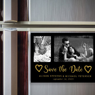 Simple modern chic script wedding photo save date magnetic invitation