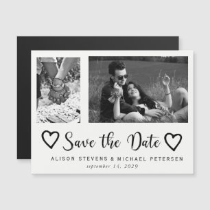 Simple modern chic script wedding photo save date magnetic invitation