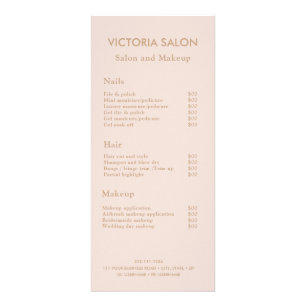 Simple Modern Chic Unique Pale Blush Salon Makeup  Rack Card