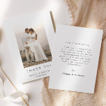 Simple Modern Chic Wedding Photo Thank You Card<br><div class="desc">A modern chic wedding photo thank you card.  This wedding thank you features a simple minimalist font with a photo and custom text on the back of the card. The perfect way to express your gratitude to all your wedding guests.</div>