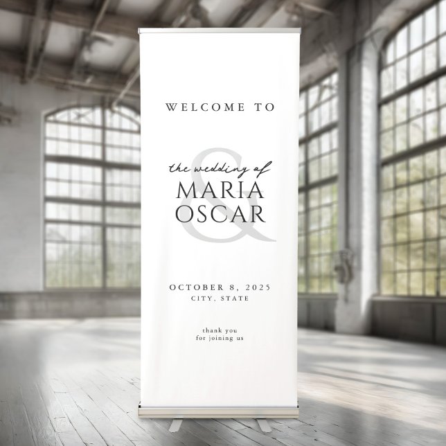 Simple Modern Chic Wedding Welcome Retractable Banner (Creator Uploaded)