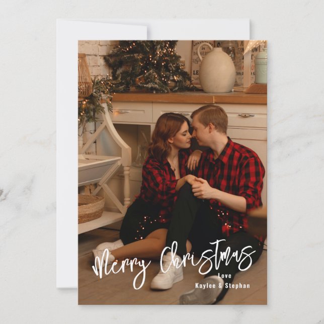 Simple Modern Christmas Card - Personalized Photo (Front)