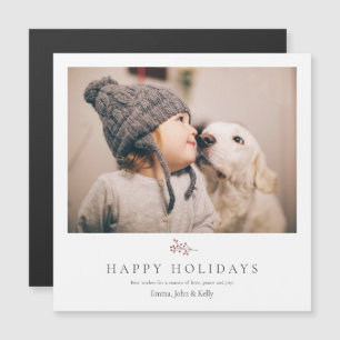 Simple Modern Christmas Holiday Photo Magnet Card