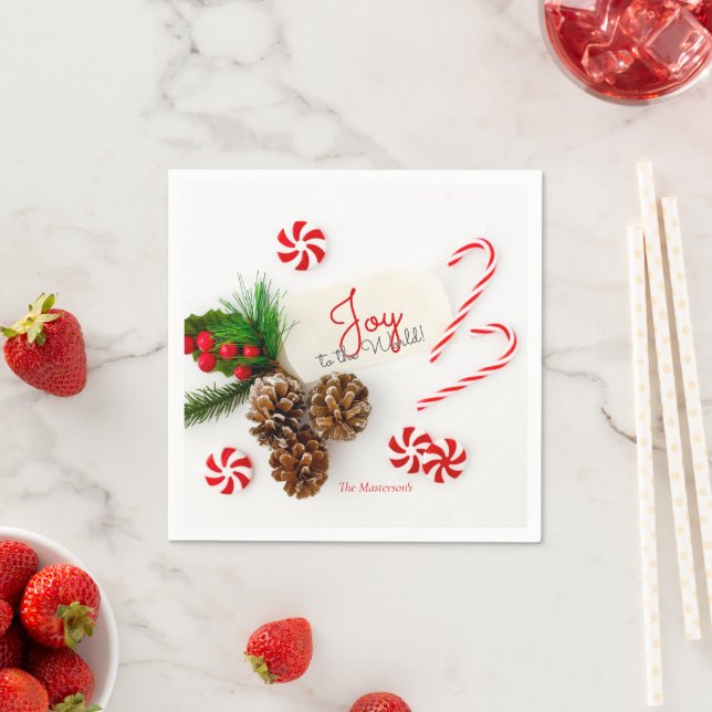 Simple Modern Christmas Joy to the World Napkin (Insitu)