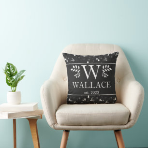 Simple Modern Christmas monogram newlywed photo Cushion