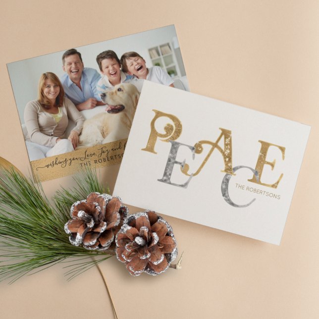Simple Modern Christmas Peace Gold n Silver Photo (Creator Uploaded)