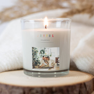 Simple Modern Christmas Photo   Joyful Holiday Square Sticker