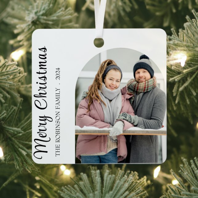 Simple Modern Christmas Photo Metal Tree Decoration (Insitu)