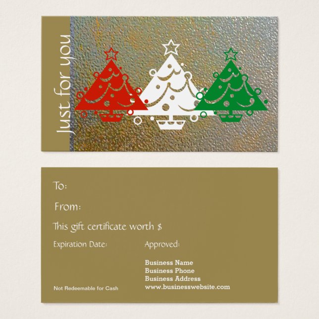 Simple Modern Christmas Red Green Gold Gift Card (Front & Back)