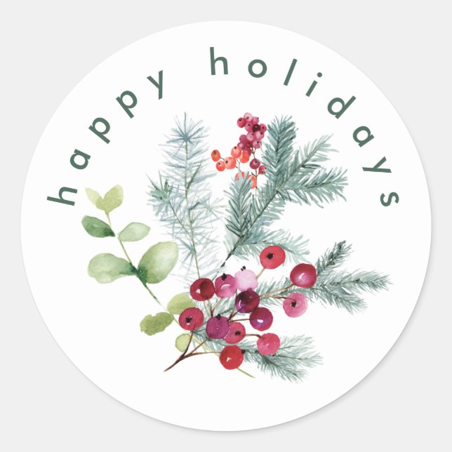 Simple Modern Christmas Snow White Classic Round Sticker (Front)