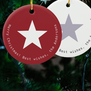 Simple Modern Christmas Star Custom Red White Ceramic Tree Decoration