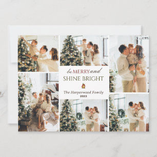 Simple modern Christmas Tree Family Photo Collage Holiday Card