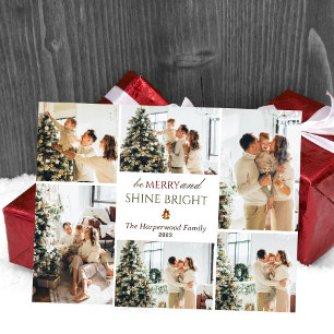 Simple modern Christmas Tree Family Photo Collage Holiday Postcard