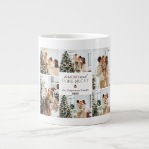 Simple modern Christmas Tree Family Photo Collage Large Coffee Mug