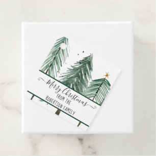 Simple Modern Christmas Tree Hygge Watercolor Star Favour Tags