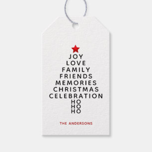 Simple Modern Christmas Tree Wishes Gift Tags