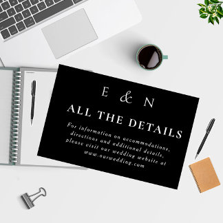 Simple Modern Classic Black Wedding Details  Enclosure Card