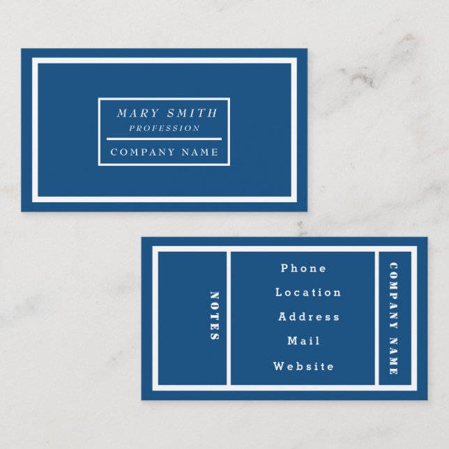 Simple Modern Classic Blue Business Card (Front/Back)