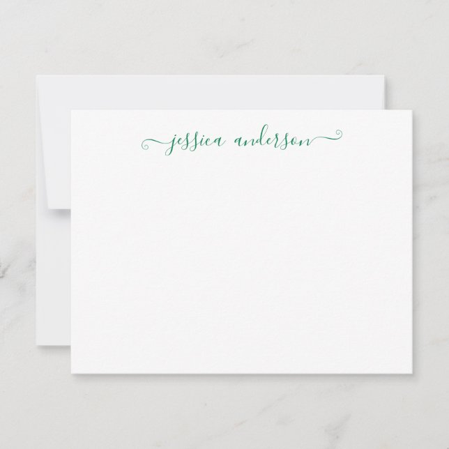 Simple Modern Classic Dark Forest Green Script Card (Front)