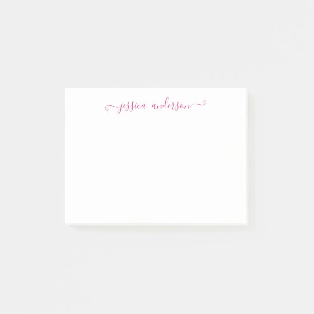 Simple Modern Classic Elegant Black Magenta Pink Post-it Notes (Front)