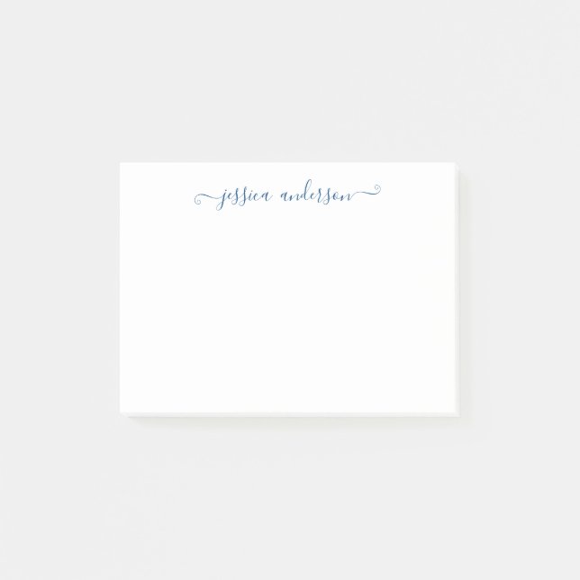 Simple Modern Classic Elegant Navy Blue Script Post-it Notes (Front)