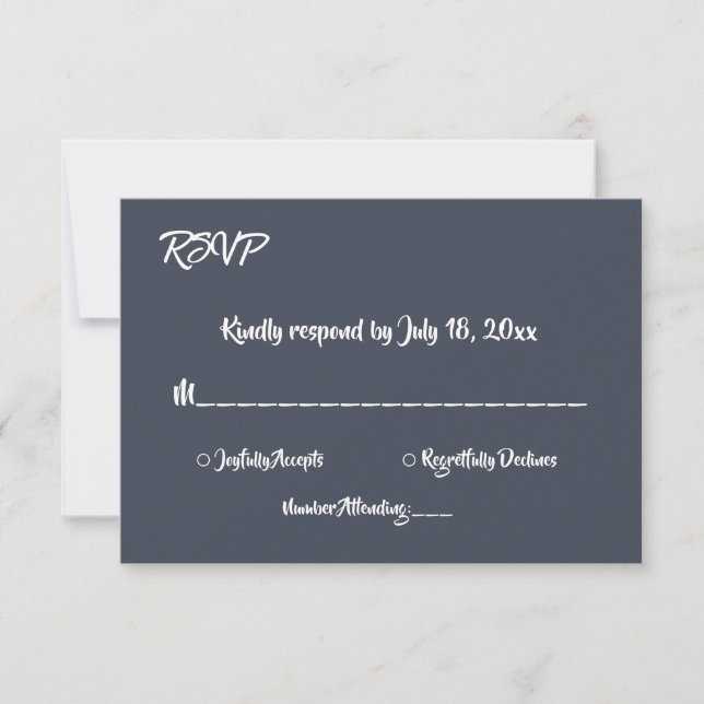 Simple Modern Classic Formal Elegant Chic Wedding RSVP Card (Front)