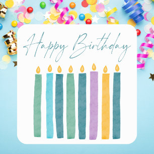 Simple Modern Classic Happy Birthday Script Square Sticker