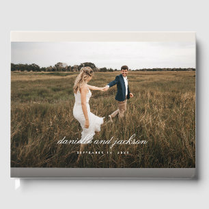Simple Modern Classic Script Full Photo Wedding Guest Book