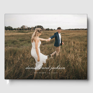 Simple Modern Classic Script Full Photo Wedding Guest Book