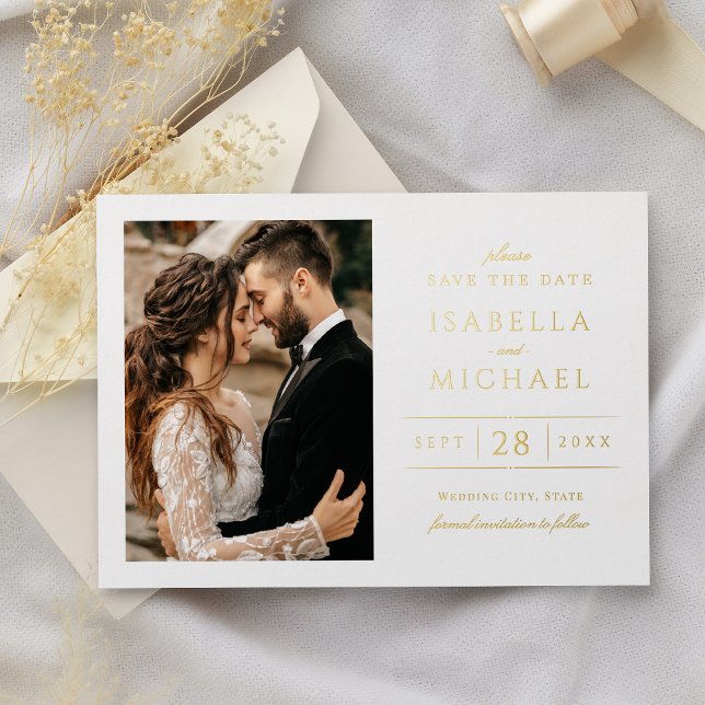 Simple Modern Classy Luxury Photo Save the Date (Simple Modern Classy Luxury Photo Save the Date Foil Invitation)