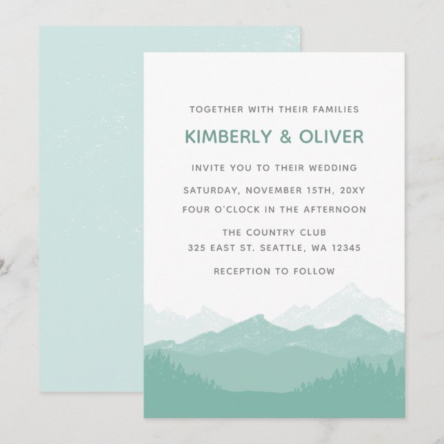 Simple Modern Classy Mountain Wedding Invitation (Front/Back)