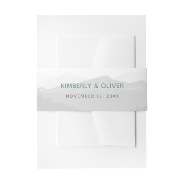 Simple Modern Classy Mountain Wedding Invitation Belly Band (Front Example)