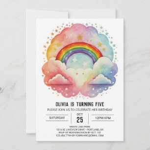 Simple Modern Clouds Girl Birthday Invitation