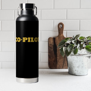 Simple Modern CO-PILOT Typography, Gold, Black Water Bottle