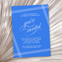 Simple Modern Cobalt Blue Retirement Party