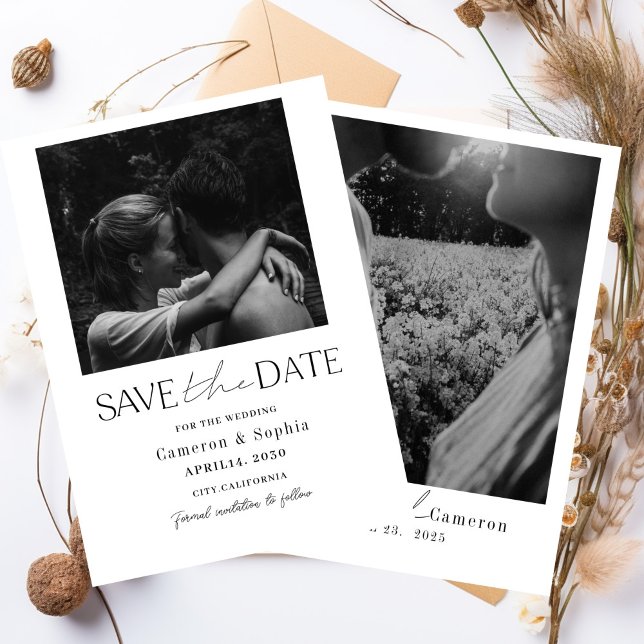 Simple Modern Collage Minimal Photo unique Save The Date (Creator Uploaded)