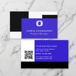 Simple Modern Colour Block Blue, Black and White Business Card