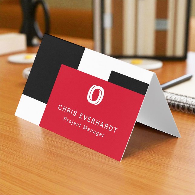 Simple Modern Colour Block Red White and Black Business Card (Creator Uploaded)