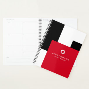 Simple Modern Colour Block Red White and Black Planner