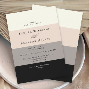 Simple Modern Colour Block Stripes Wedding Invitation