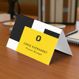 Simple Modern Colour Block Yellow White and Black Business Card